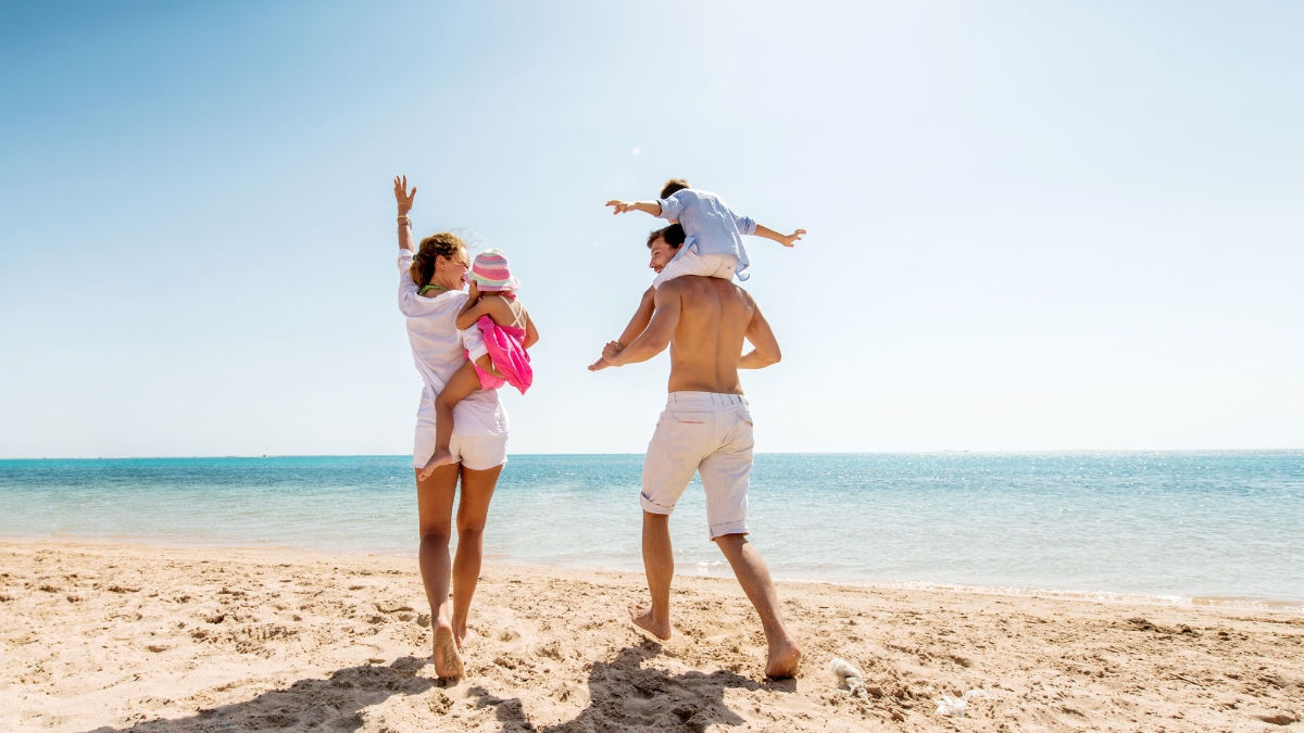 family on the beach