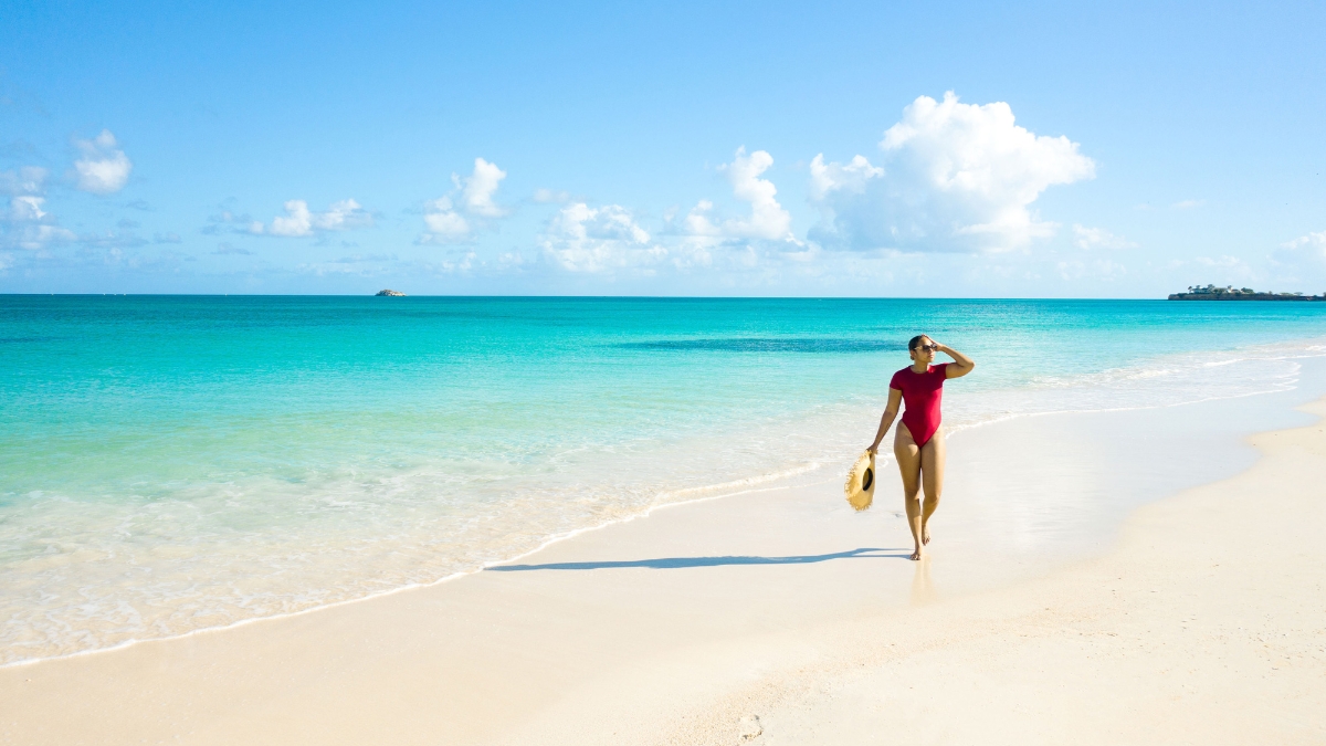 Lady walking on the beach