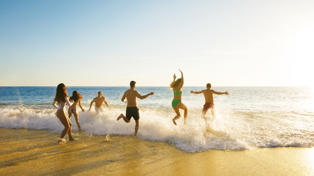 Group of friends at the beach in Punta Cana