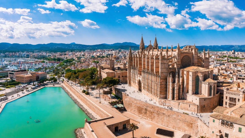 Aerial view of La Seu and Palma de Mallorca