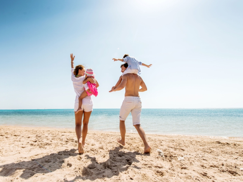 family on the beach