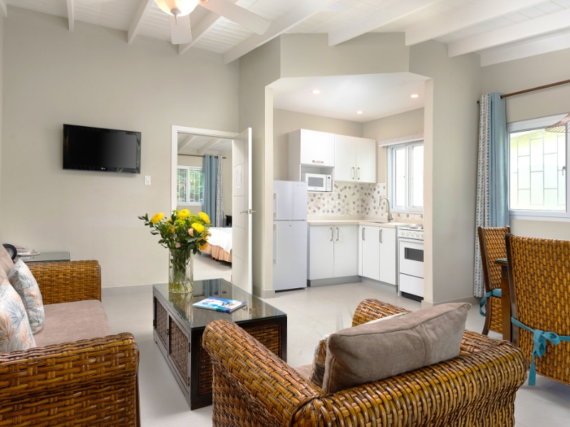 Deluxe Bedroom with living room and kitchen