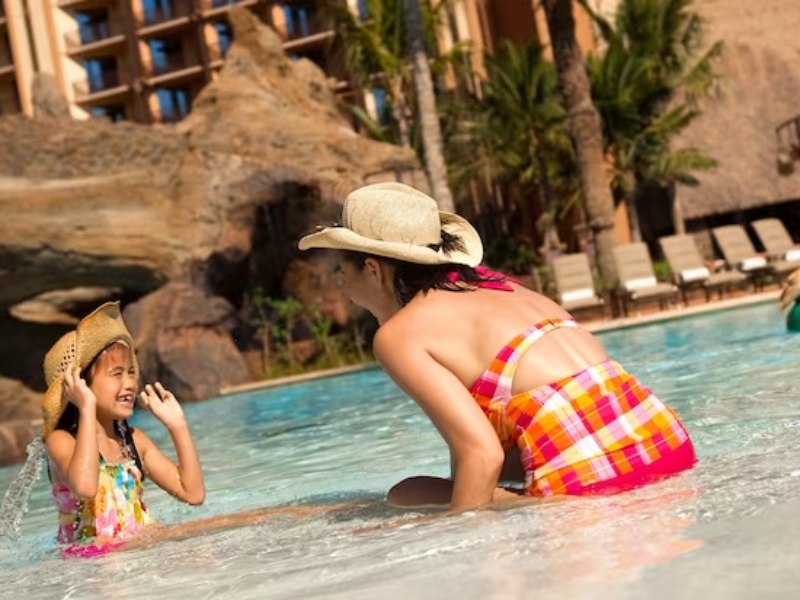 Pool Mother Daughter