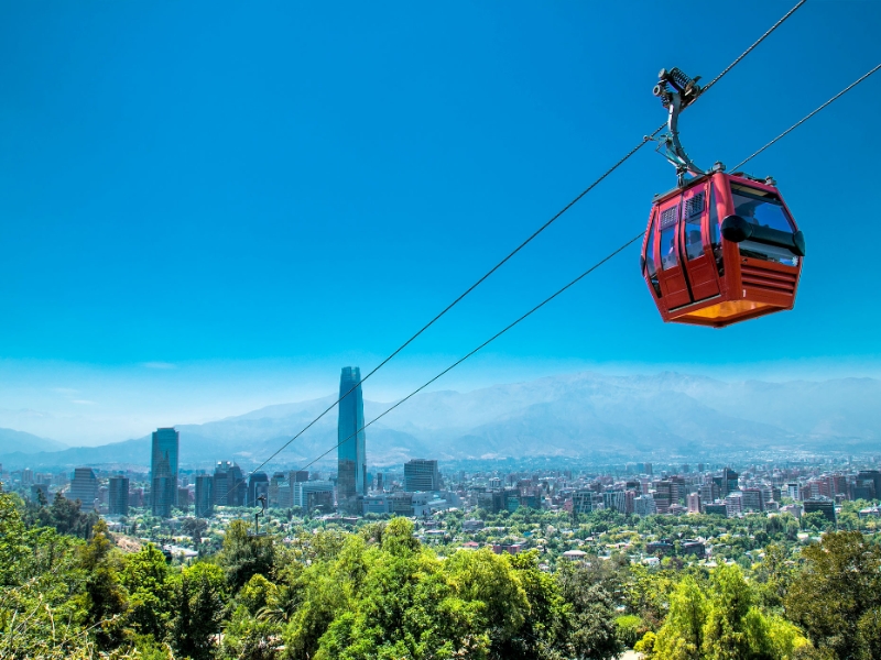 Cable Car in San Cristobal Hill Santiago
