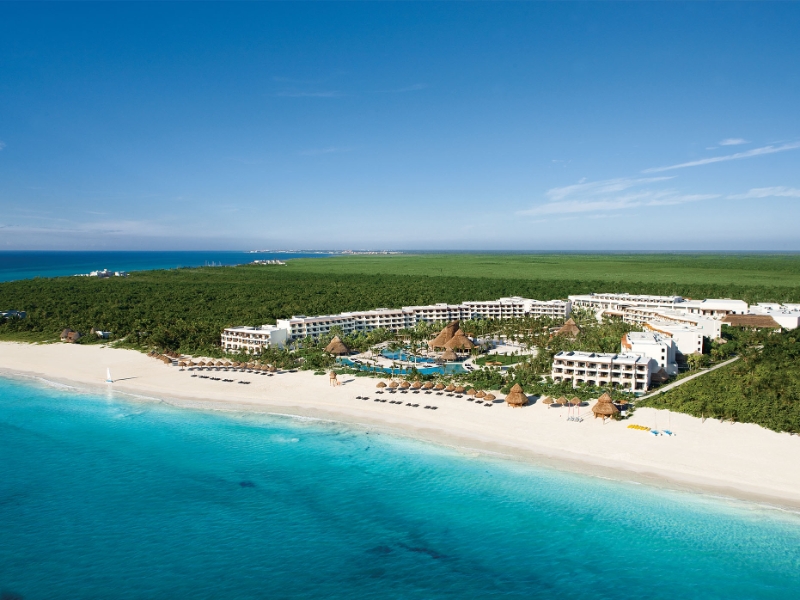 Aerial of resort and beach