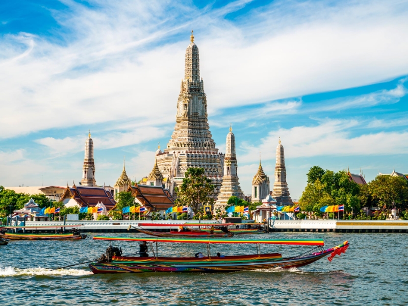 Temple of Dawn and Chao Phraya River