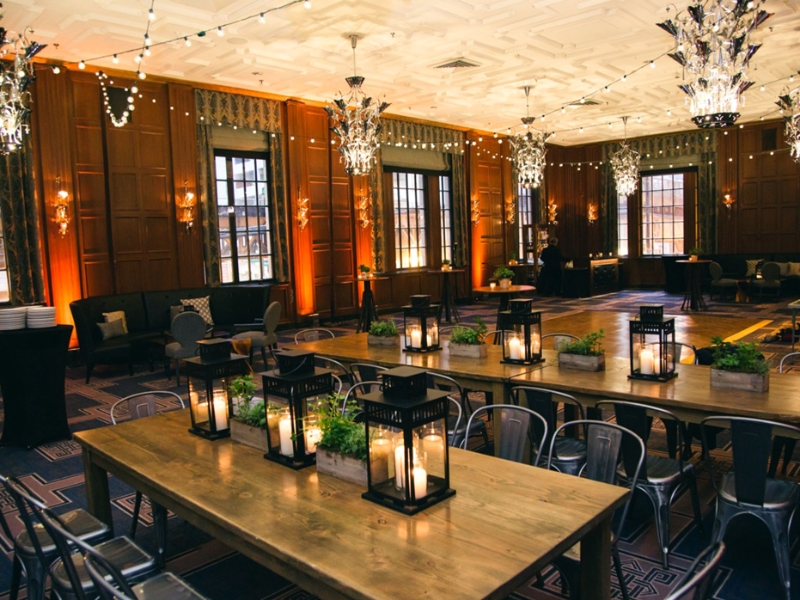 Ballroom with farm tables