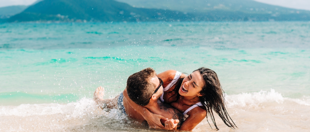 Beachside Couple in Sand