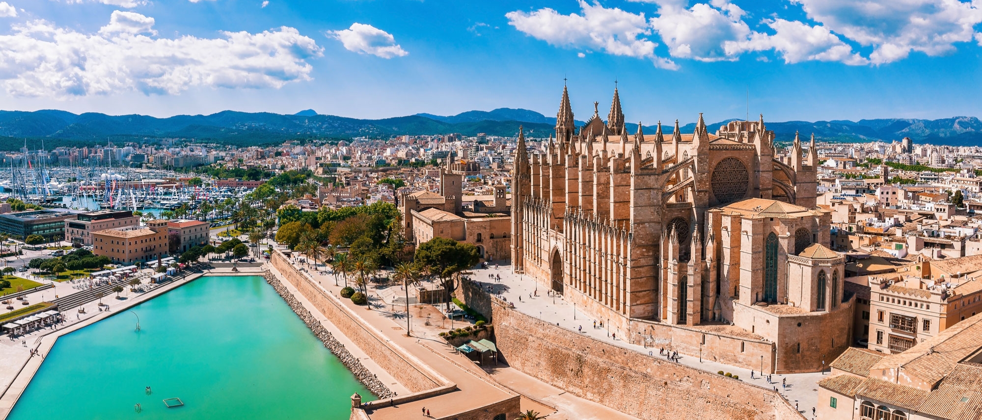 Aerial view of La Seu and Palma de Mallorca